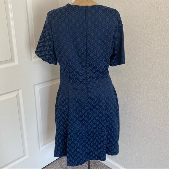 VINTAGE Ester Lauder Blue Short Sleeve Opening Ceremony Pleated A-line Dress - Picture 4 of 8